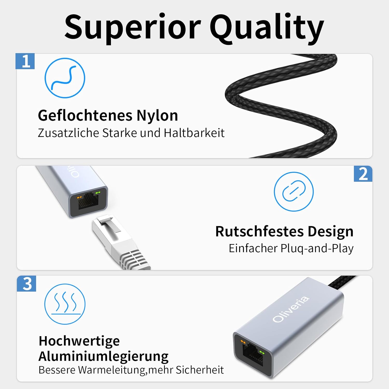 Oliveria Adattatore USB C a Ethernet RJ45 Gigabit LAN - immagine 4