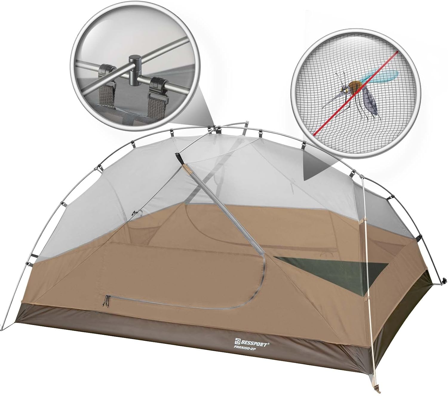 Bessport Tenda da Campeggio 2-3 Persone 4 Stagioni - immagine 4