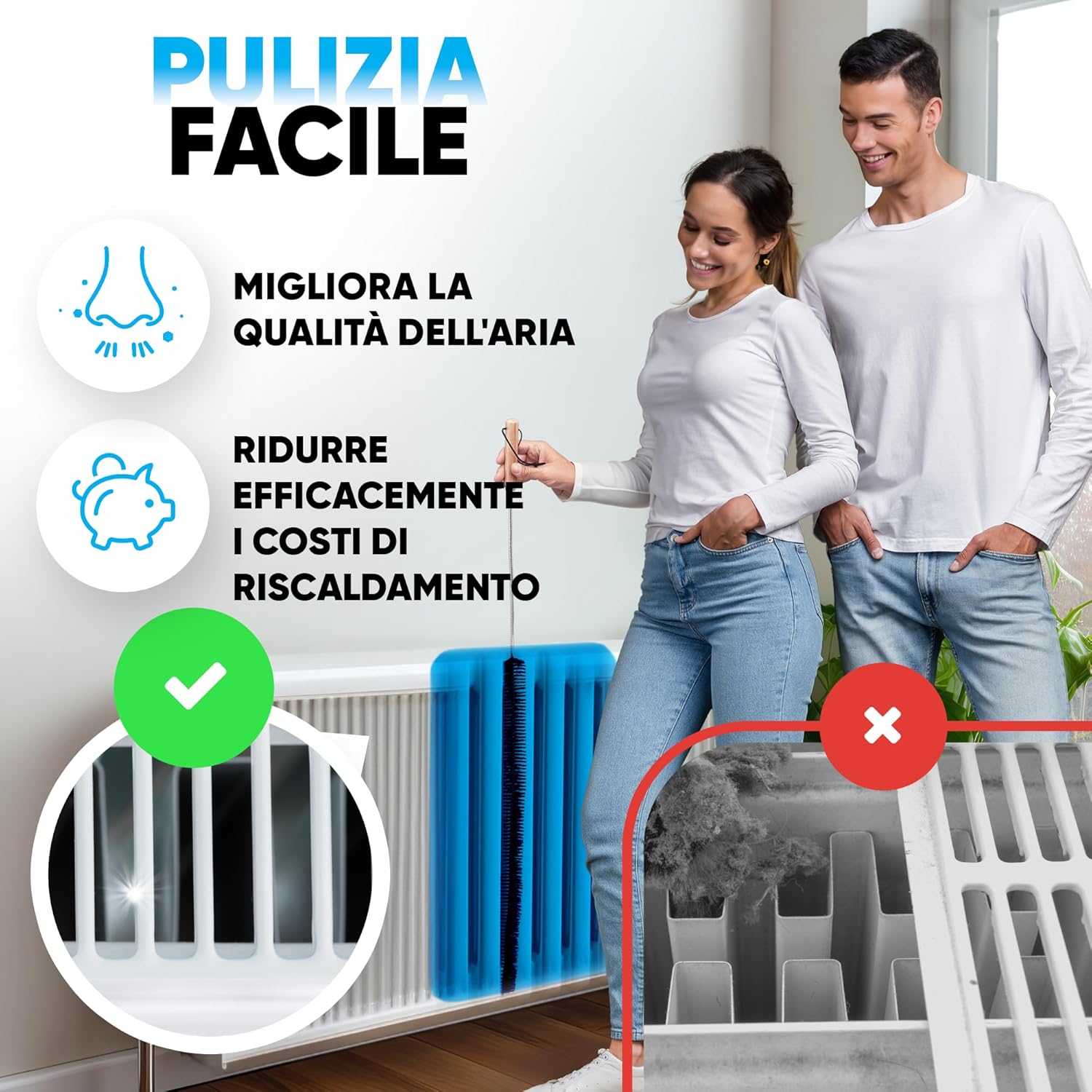 Pulisci Termosifoni Flessibile 117cm con Setole Nylon - immagine 2