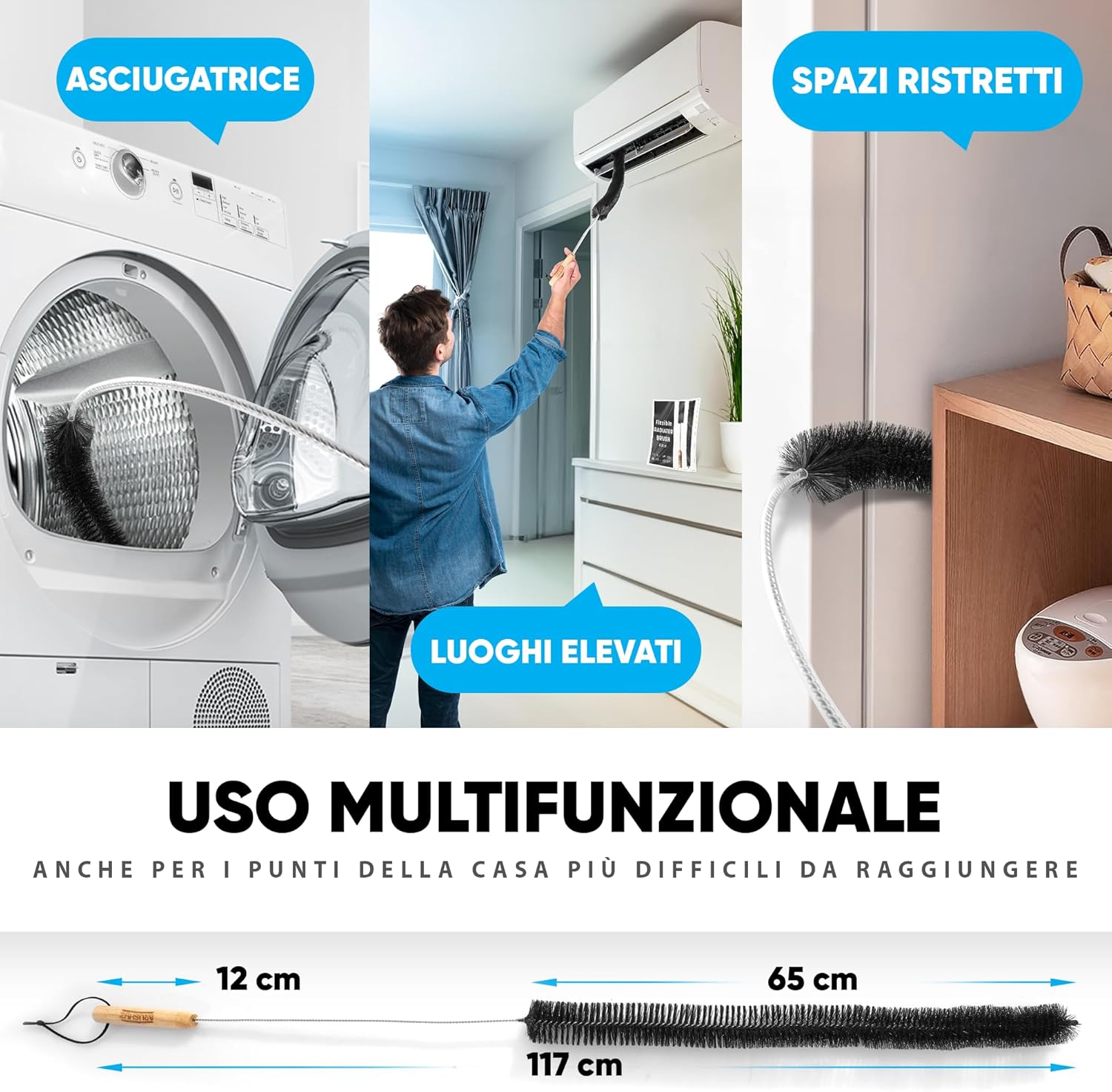 Pulisci Termosifoni Flessibile 117cm con Setole Nylon - immagine 5