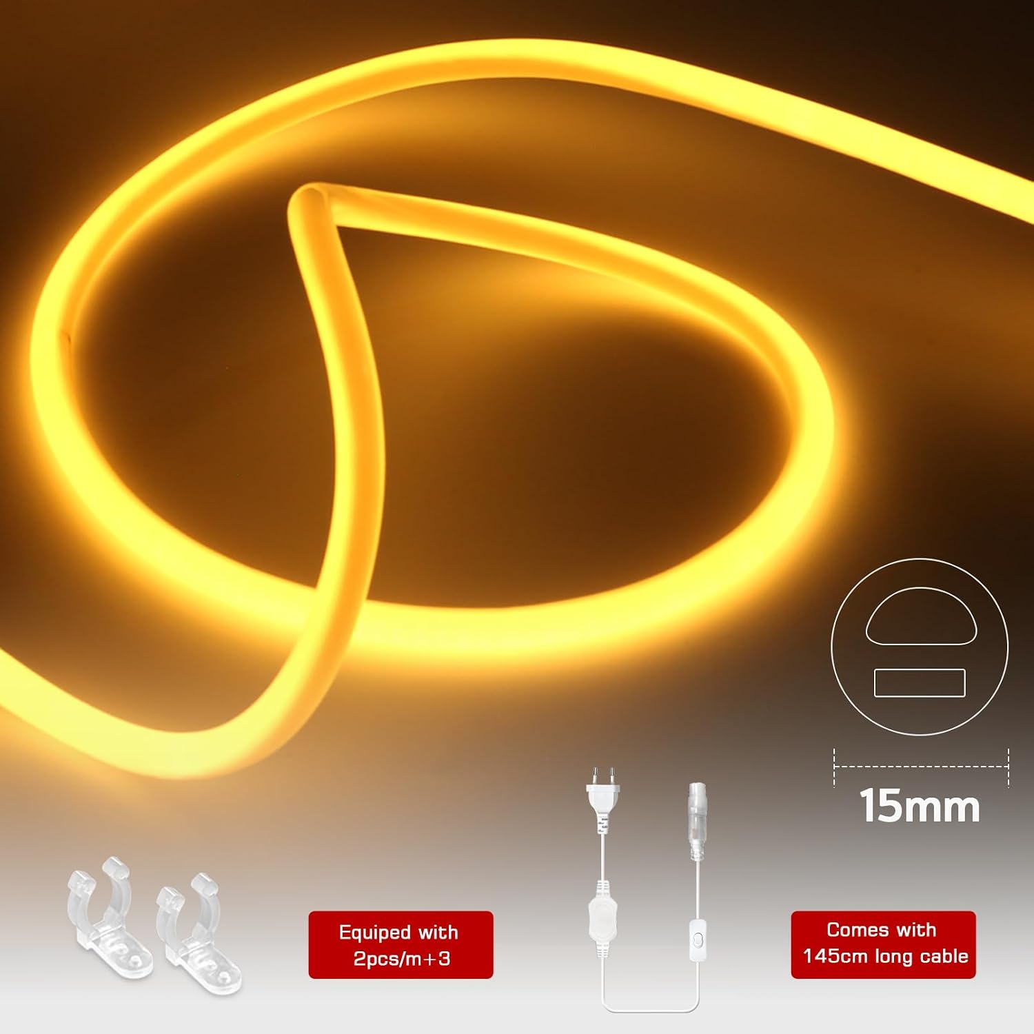 Ksibnw Striscia LED Neon 20M 220V IP65, Bianco Naturale | Velz