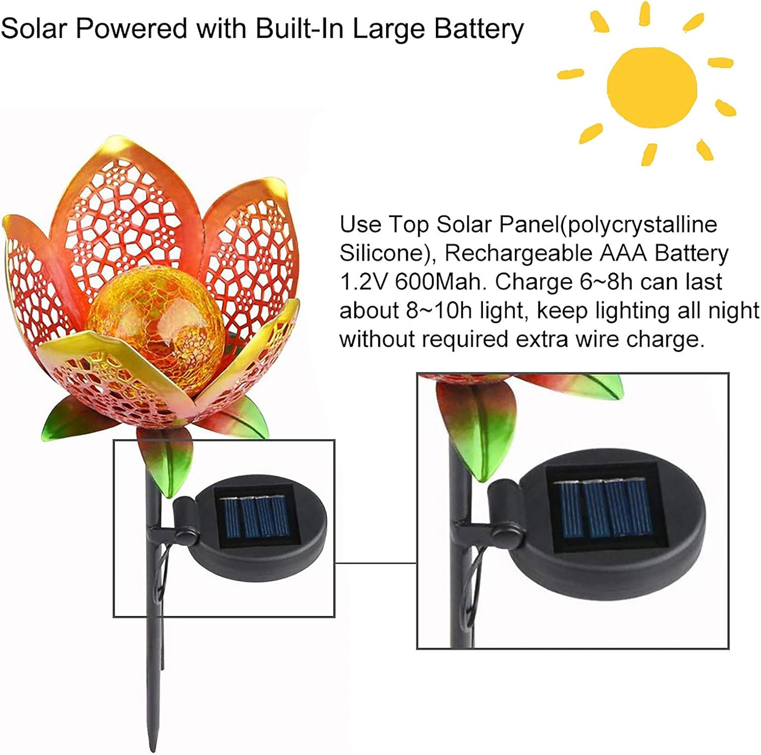 Lampade Solari da Esterni a Fiore, IP65, 2 Pezzi - immagine 7