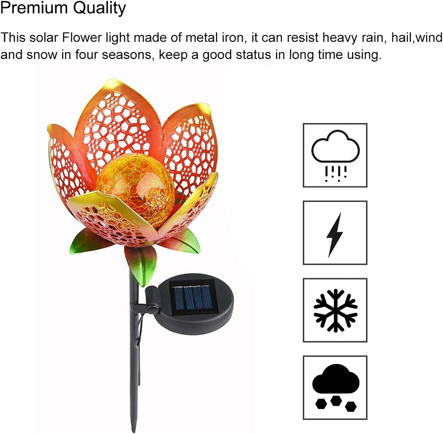 Lampade Solari da Esterni a Fiore, IP65, 2 Pezzi - immagine 8