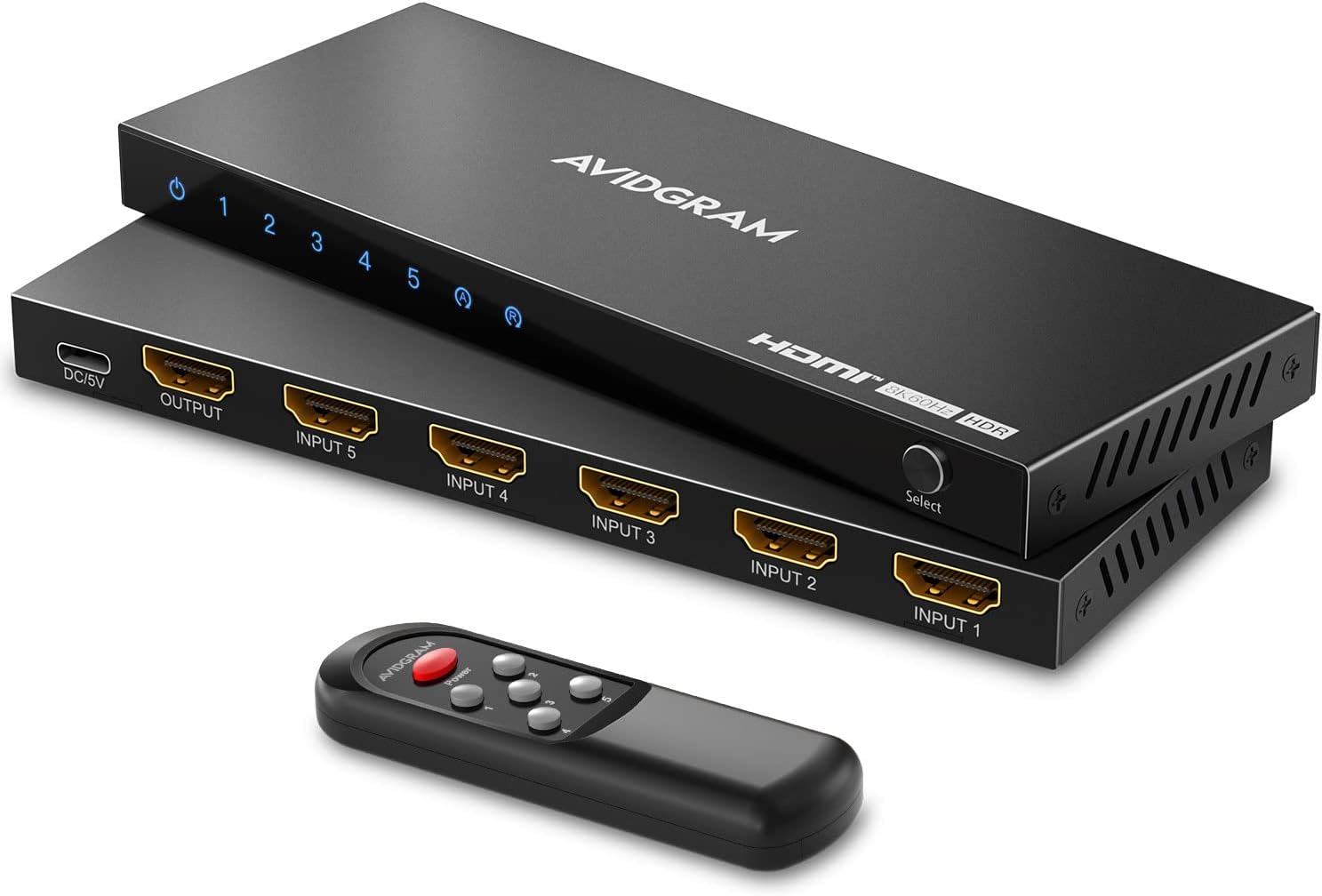 Avidgram Switch HDMI 2.1 8K 60Hz 5 In 1 Out - immagine 1