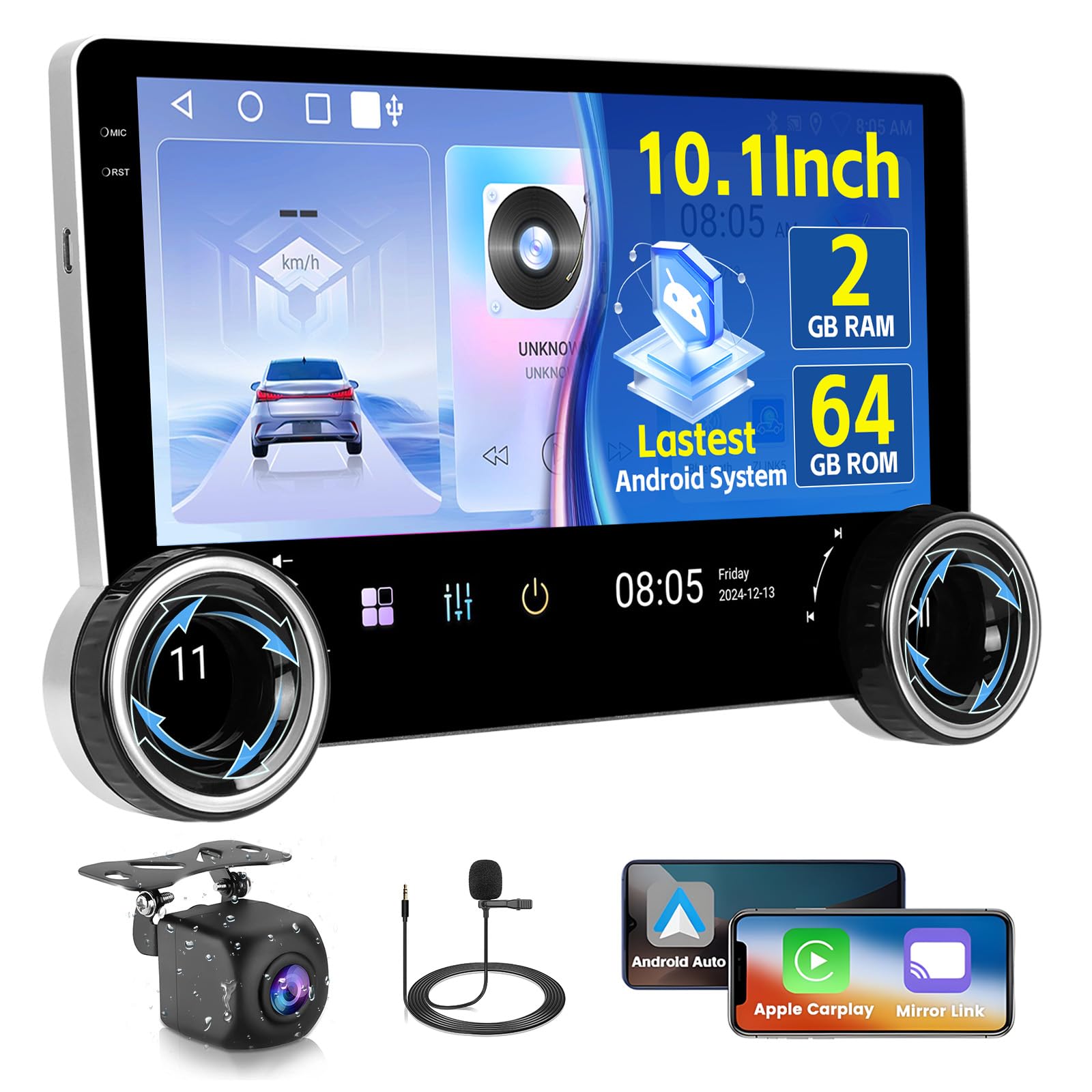 Inefala Autoradio Android 15 2 Din Wireless CarPlay 10.1''