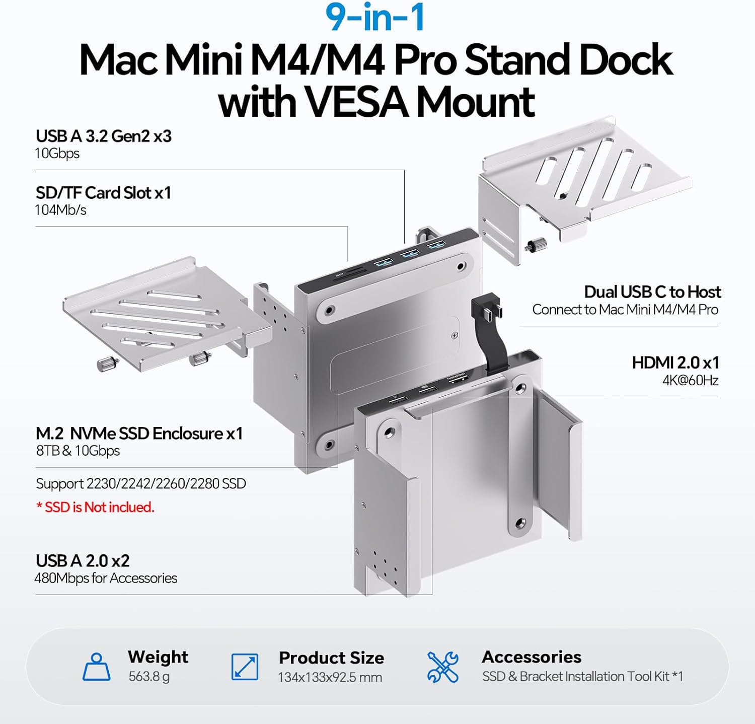 Mac mini M4 Dock & Stand con Alloggiamento SSD M.2 NVMe - immagine 2