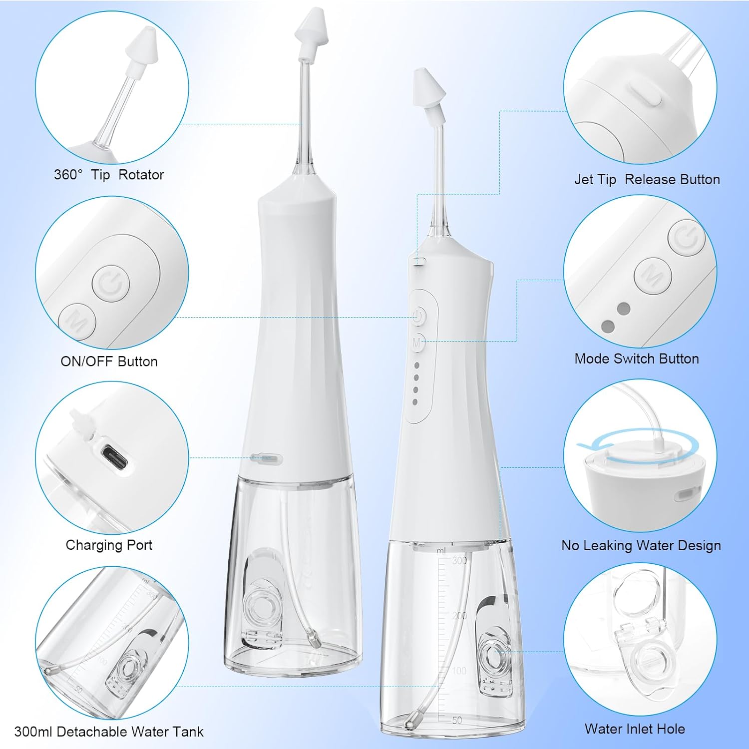 URAQT Neti Pot Elettrico 300ml con 40 Sali Nasali - immagine 2