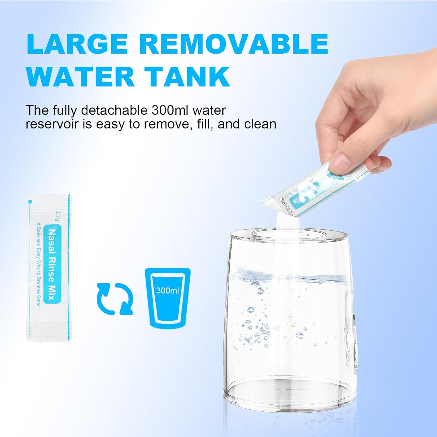 URAQT Neti Pot Elettrico 300ml con 40 Sali Nasali - immagine 5