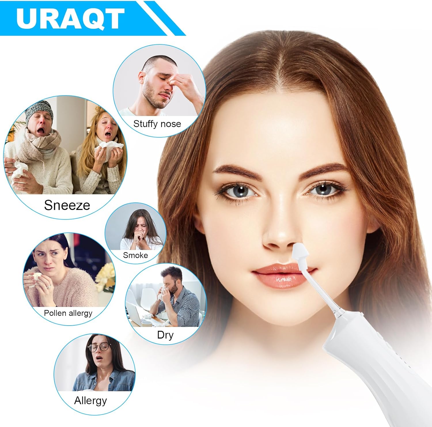 URAQT Neti Pot Elettrico 300ml con 40 Sali Nasali - immagine 6