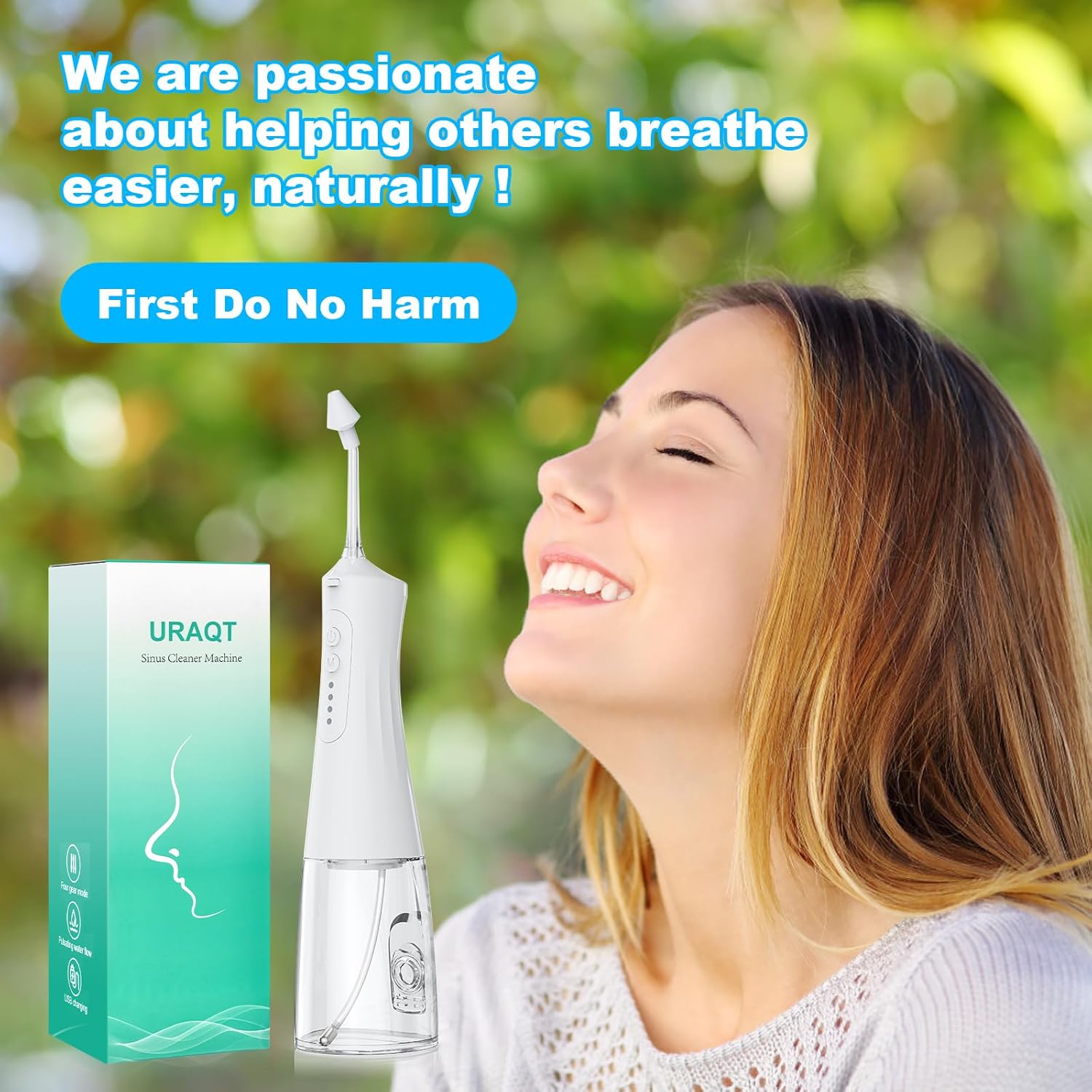 URAQT Neti Pot Elettrico 300ml con 40 Sali Nasali - immagine 7