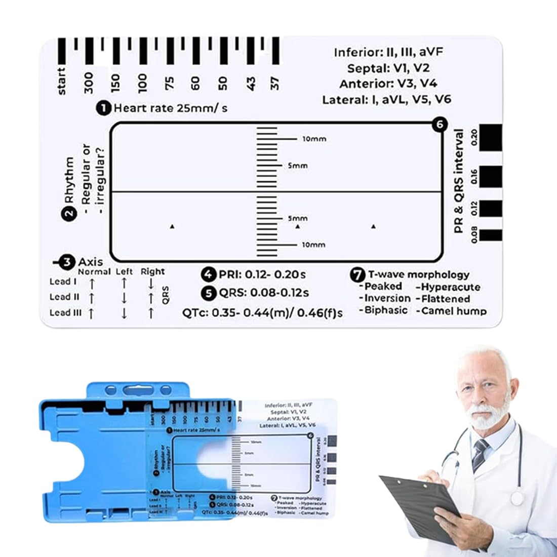 1 Pezzo Righello ECG, Strumento di misurazione del righello ECG a 7 ...