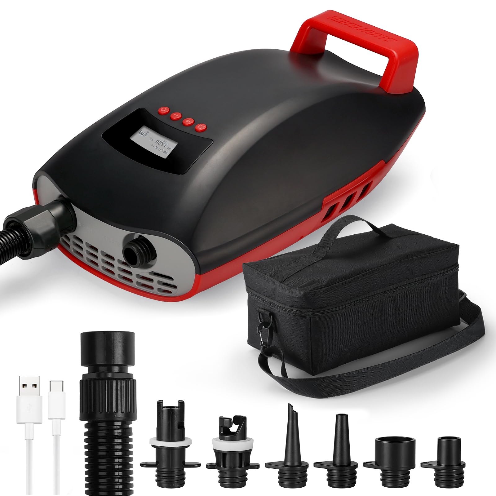 Swonder Seawolf - Pompa SUP con batteria da 9000 mAh, 2 pompe ad aria elettrica da 20 PSI con doppio pistone, a due livelli, sistema di raffreddamento attivo per paddleboard gonfiabile, kayak