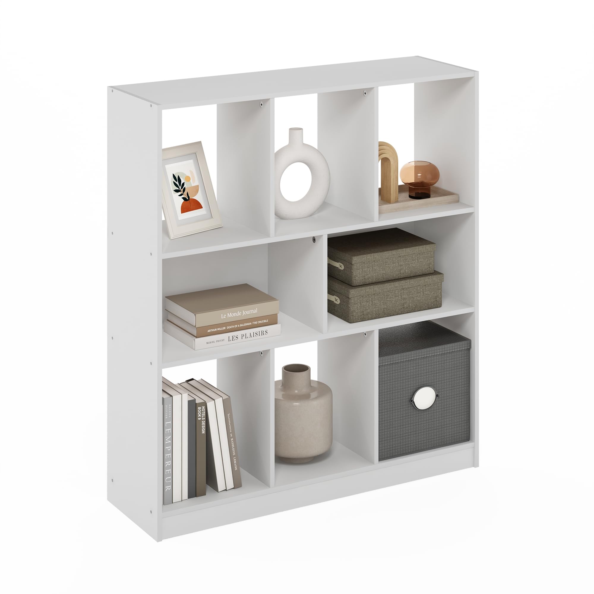 Furinno Daly Libreria orizzontale 8 cubi, Bianco
