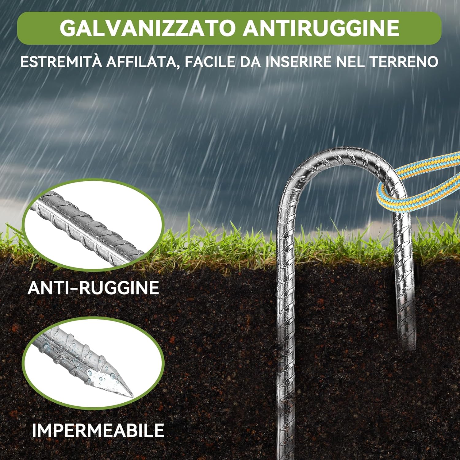 Graxury Tendalini per Trampolino 30cm con Picchetti - immagine 3