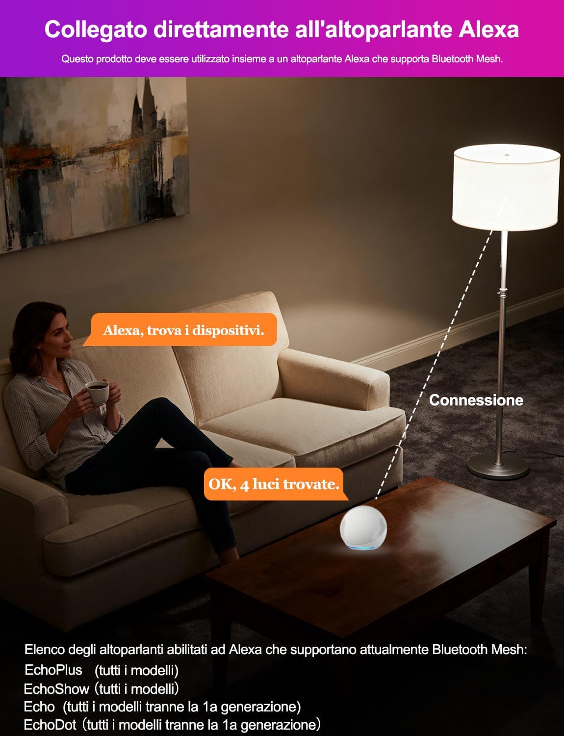 Ilc Lampadine Alexa Smart LED E27 12W (4 pezzi) - immagine 2