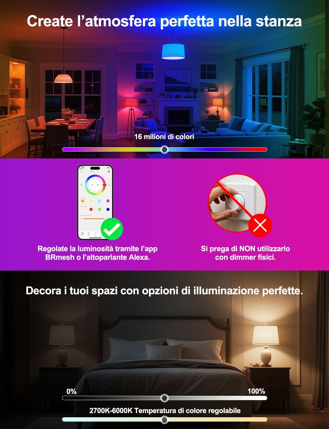 Ilc Lampadine Alexa Smart LED E27 12W (4 pezzi) - immagine 4