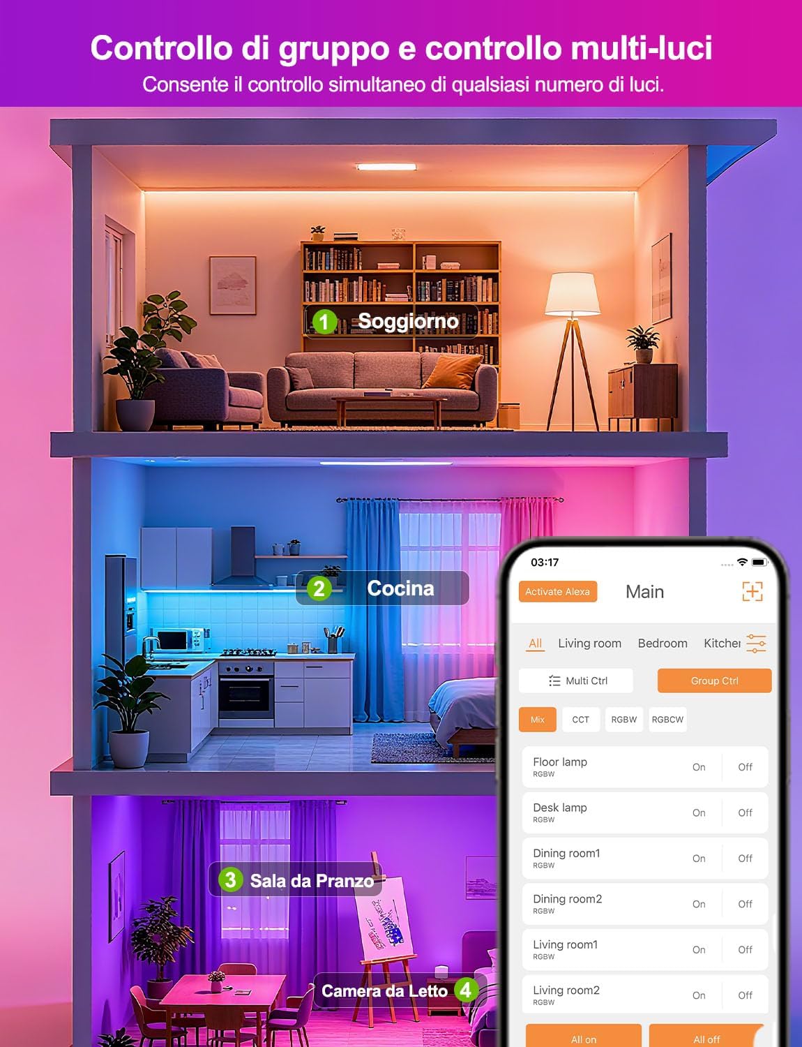 Ilc Lampadine Alexa Smart LED E27 12W (4 pezzi) - immagine 9