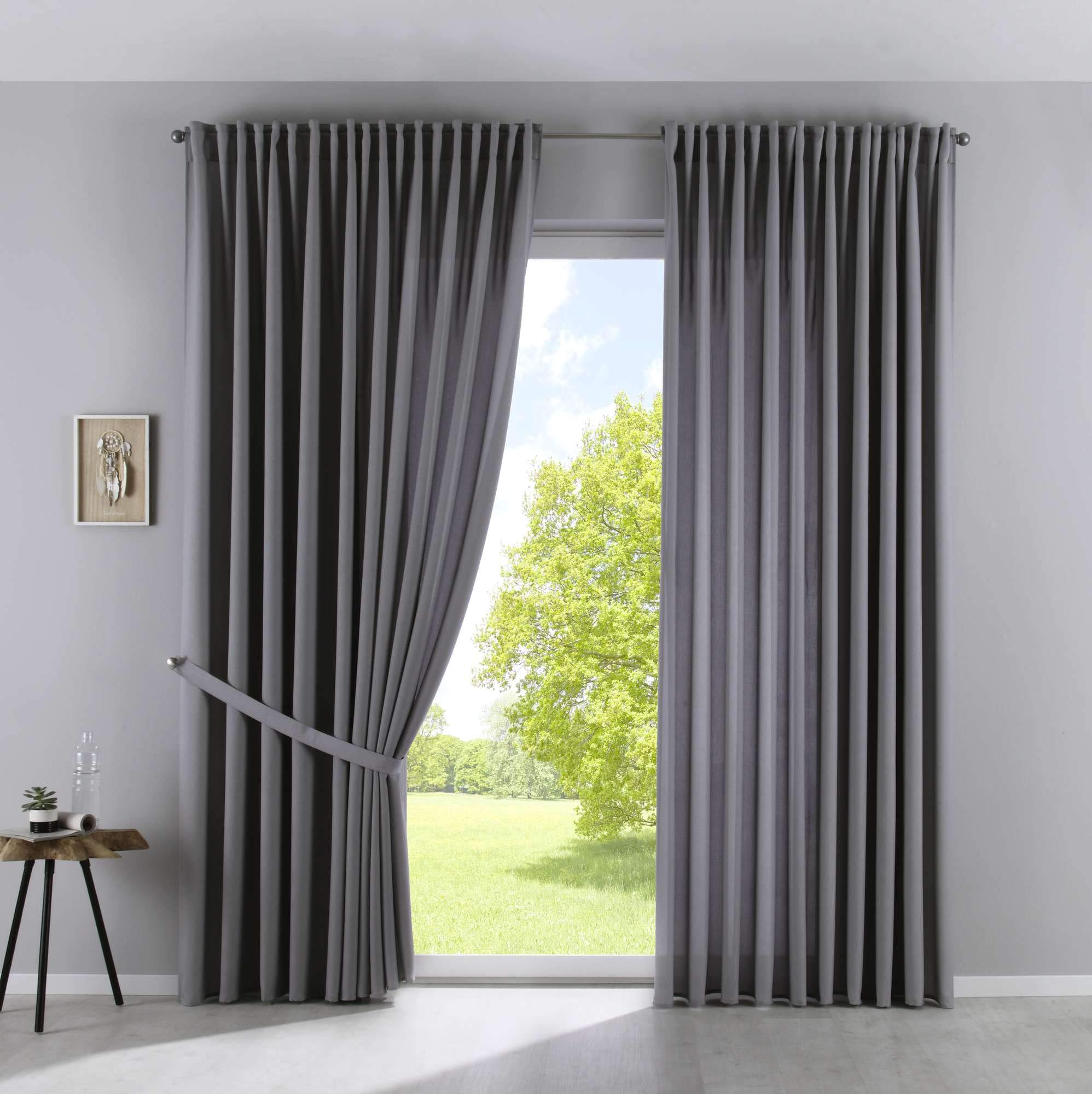 Gardinenbox Set 2 Tende Oscuranti Palermo 250x300cm, Grigio
