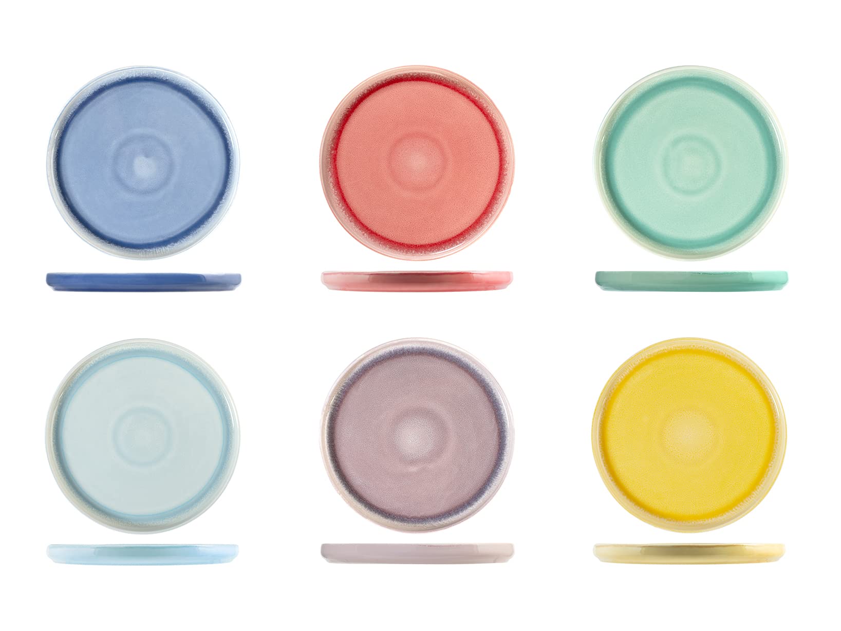 H&H Coachella Set 12 Piatti Piani, New Bone China, 26cm, Colore, Estate