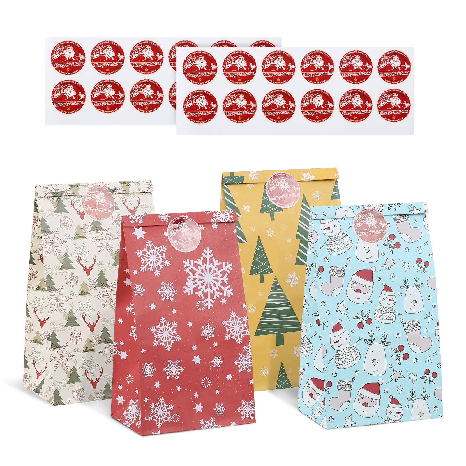 Kesote 24 Sacchetti Regalo Natale con Adesivi di Sigillo