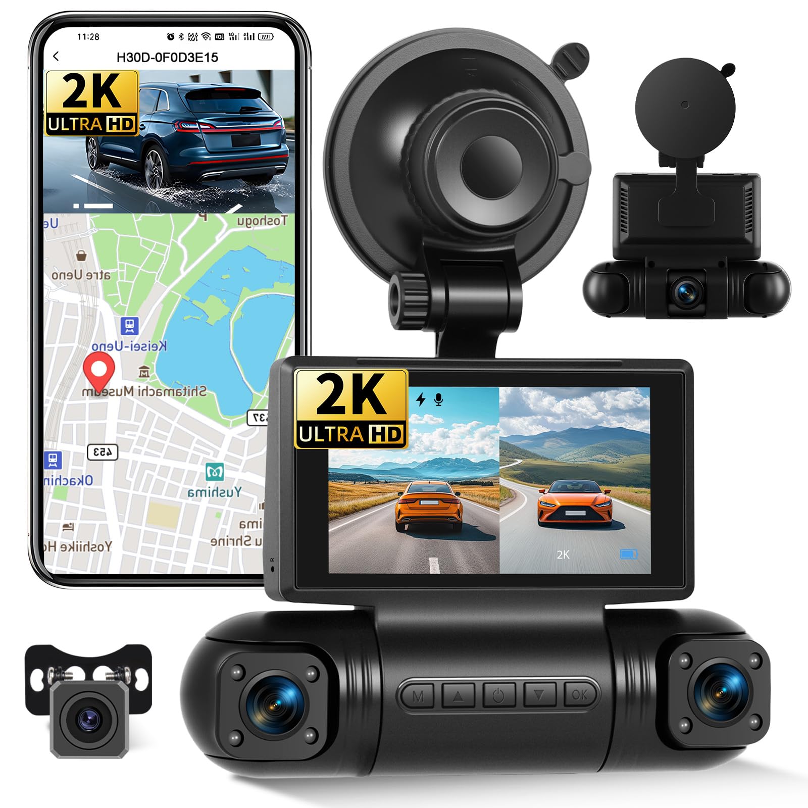 Dash Cam Auto 2K con WiFi e Grandangolo 150°