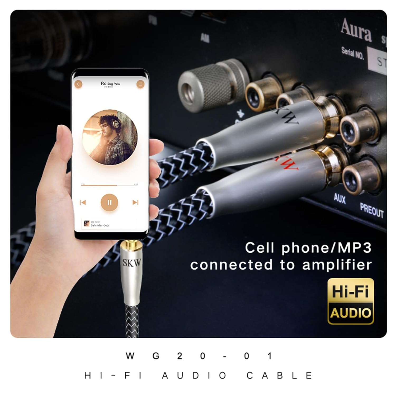 Skw Cavo Jack a RCA 3,5mm - 2RCA Audio Splitter Y 3m - immagine 4