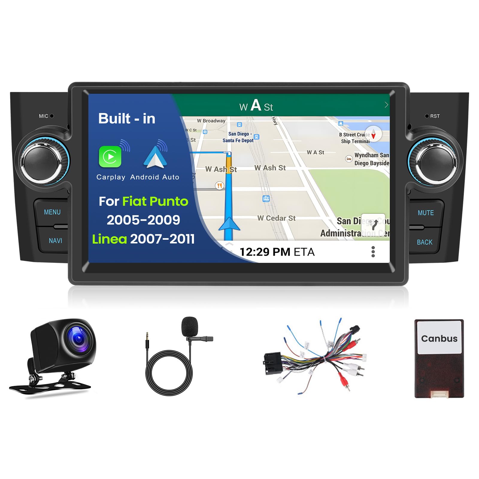 Inefala Autoradio Android 2G+64G per Fiat Punto/Linea