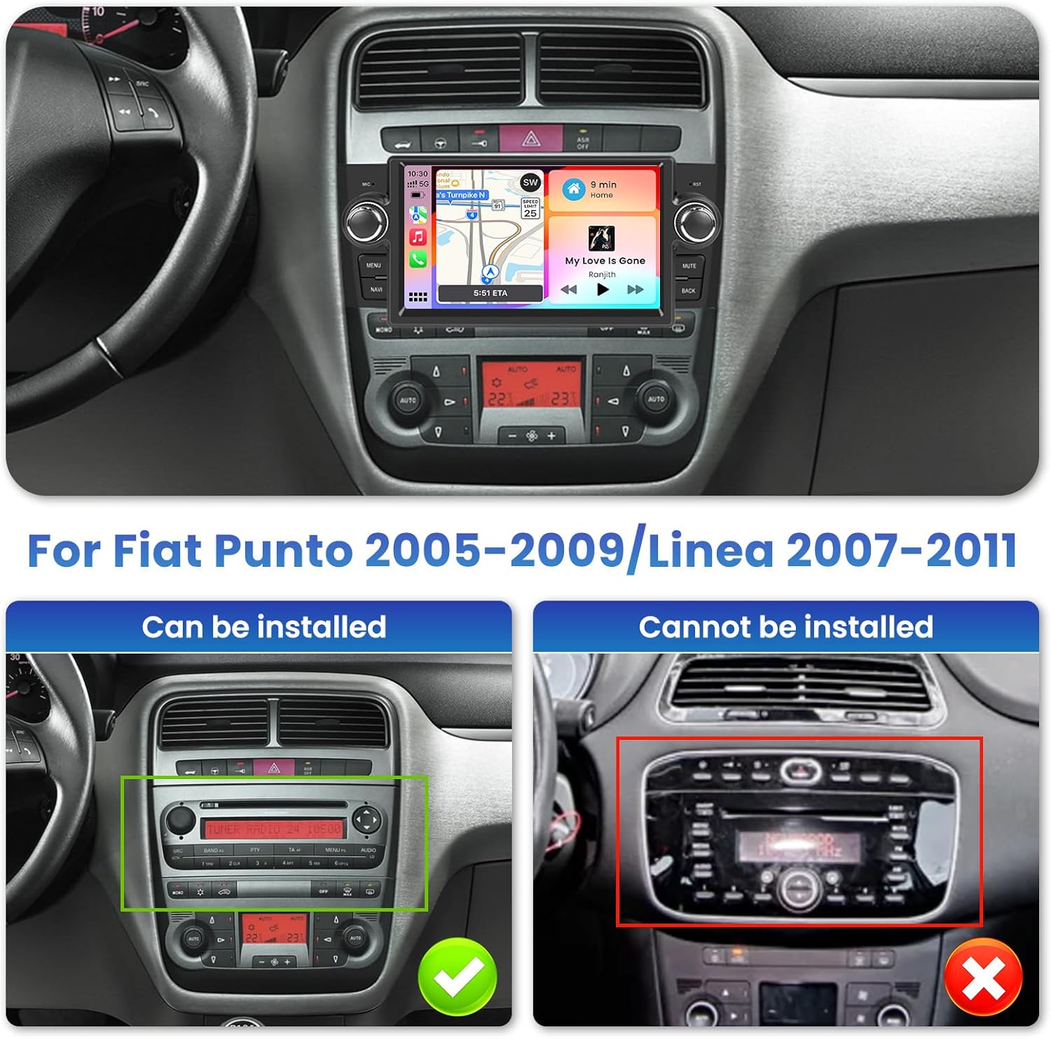 Inefala Autoradio Android 2G+64G per Fiat Punto/Linea - immagine 2