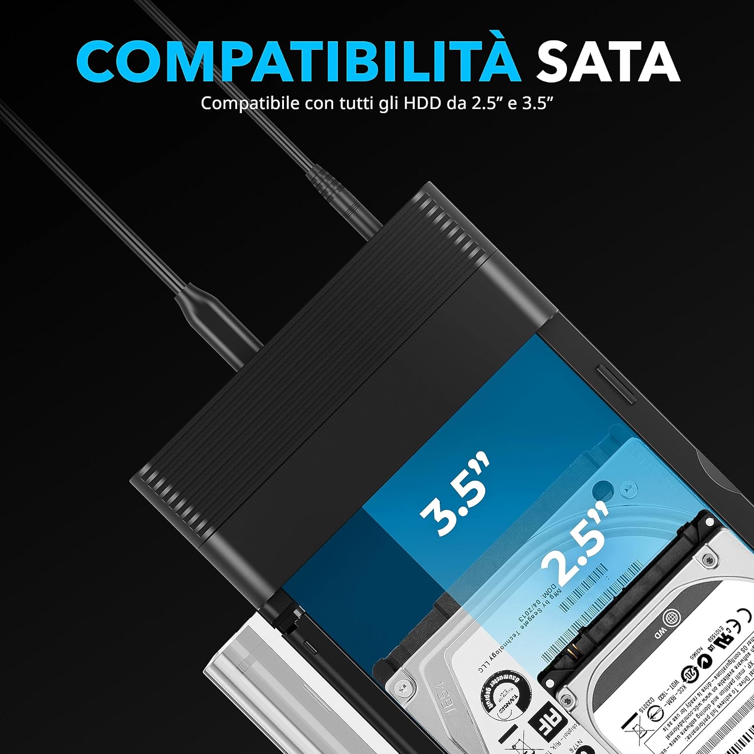 Sabrent Docking Station M.2 NVMe + SATA SSD HDD - immagine 4