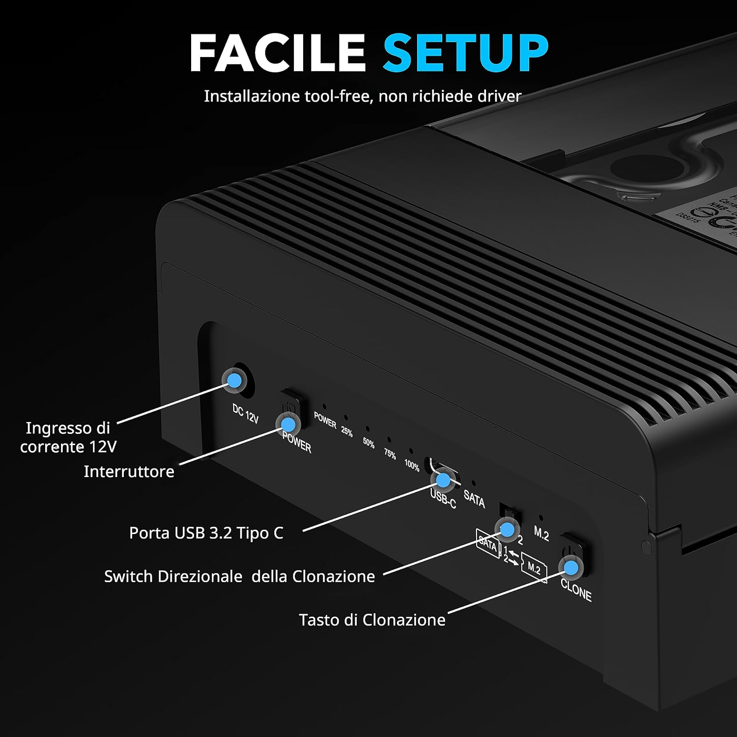 Sabrent Docking Station M.2 NVMe + SATA SSD HDD - immagine 6