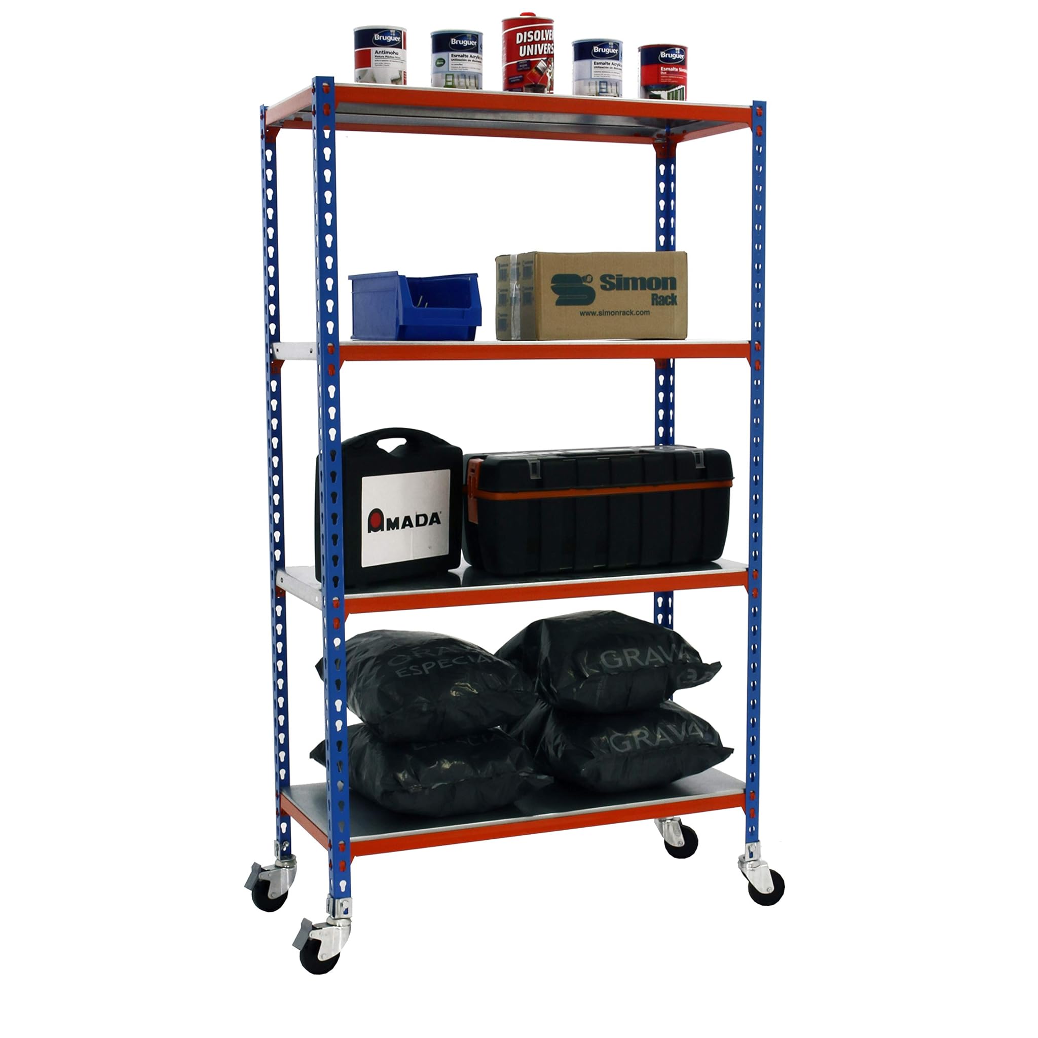 Simon Rack Scaffale Metallo Garage 4 Ripiani 1575x1000x400mm