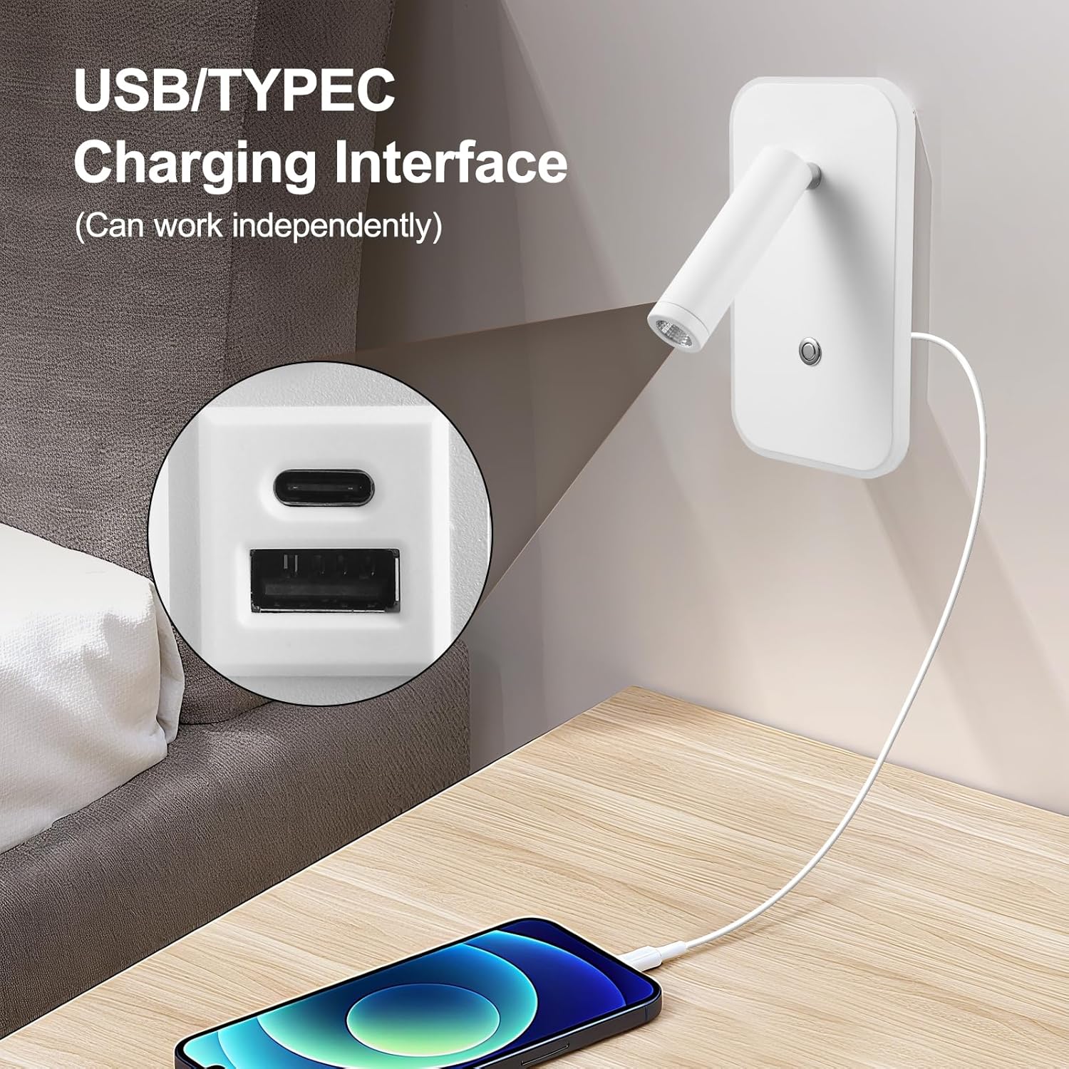 Lampada da Parete LED Dimmerabile con USB e Type-C (2 Pezzi) - immagine 7