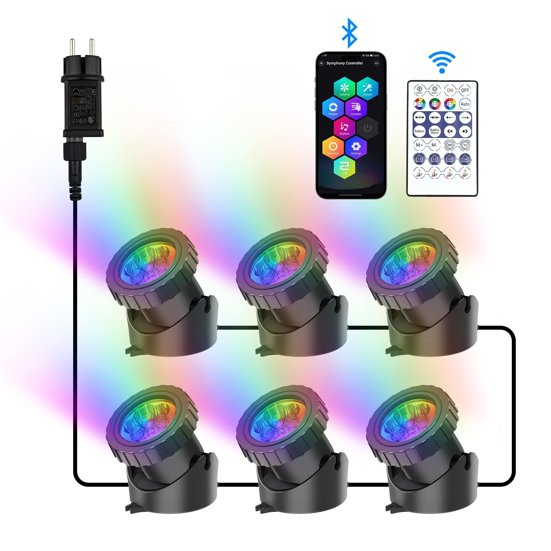 Natpow Luci Piscina Impermeabili RGB Bluetooth 6 in 1
