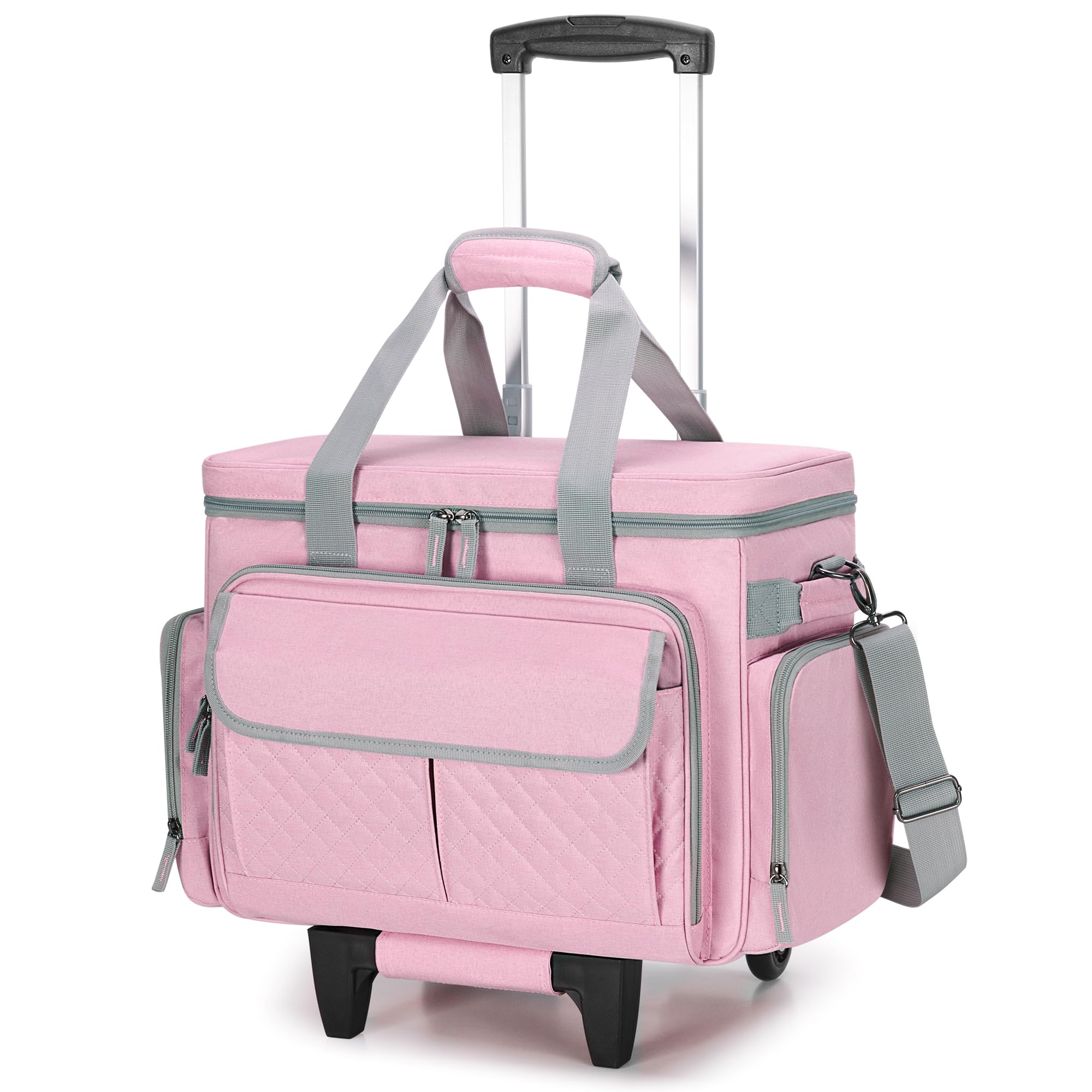 Luxja Custodia per Macchina da Cucire con Ruote, Rosa