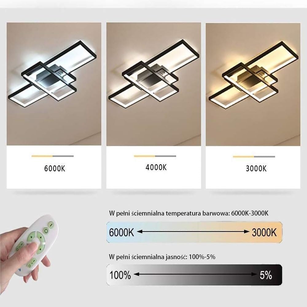 Mqw Plafoniera LED Rettangolare L80, Nera - immagine 3