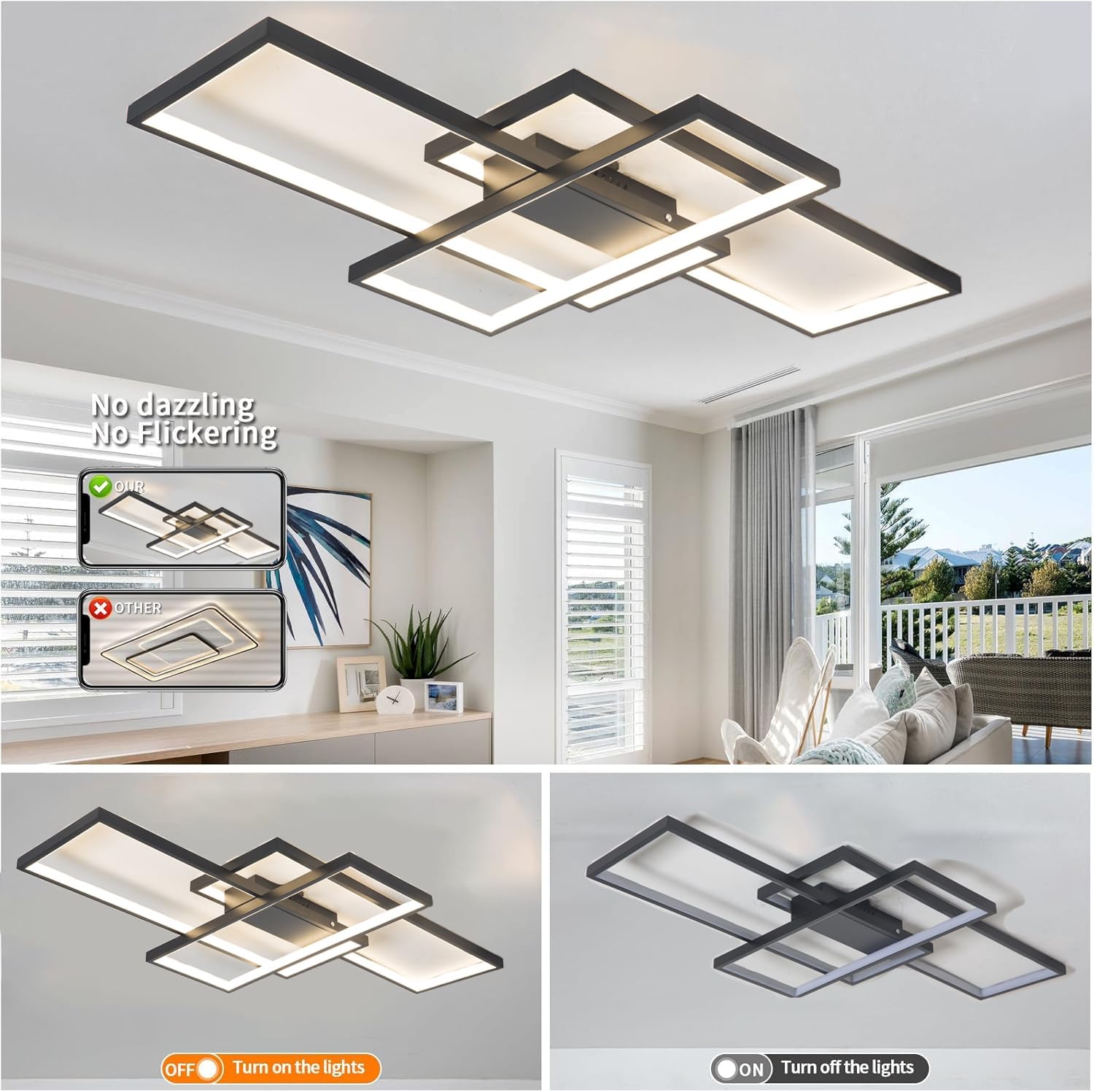 Mqw Plafoniera LED Rettangolare L80, Nera - immagine 5