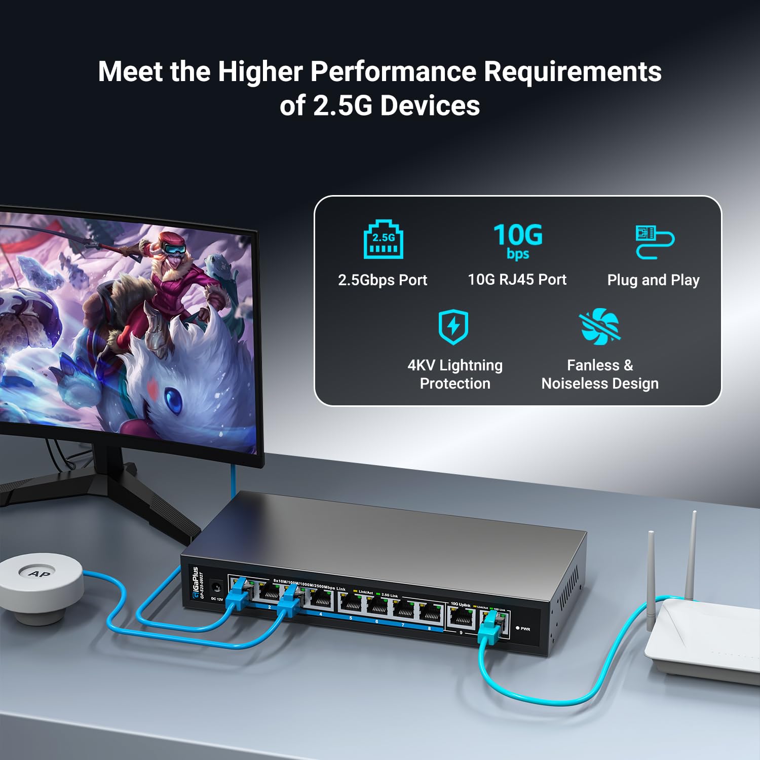 Switch Ethernet 10 Porte 10Gb Gigaplus non gestito - immagine 3