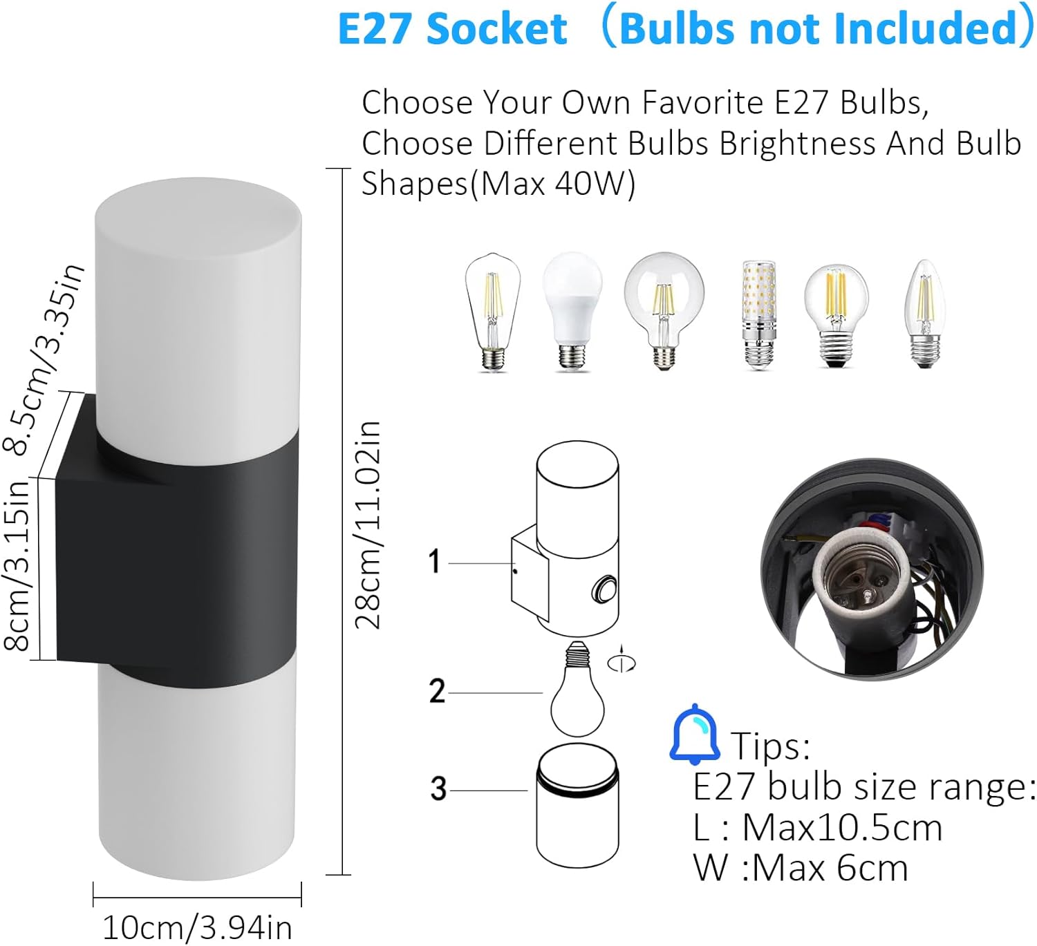 Klighten Applique da Parete E27 Esterno/Interno IP54 - immagine 7