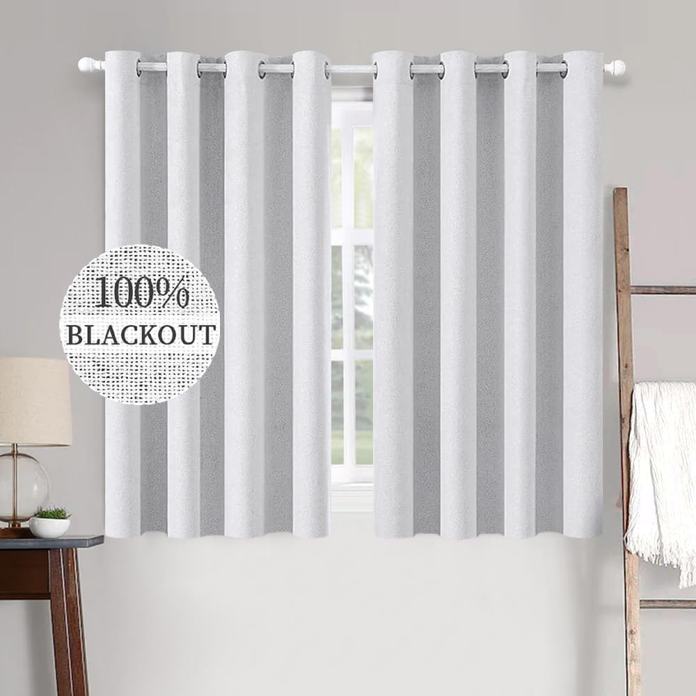 Miulee Tende Termoisolanti 100% Opache 140x175 cm, Grigio Bianco