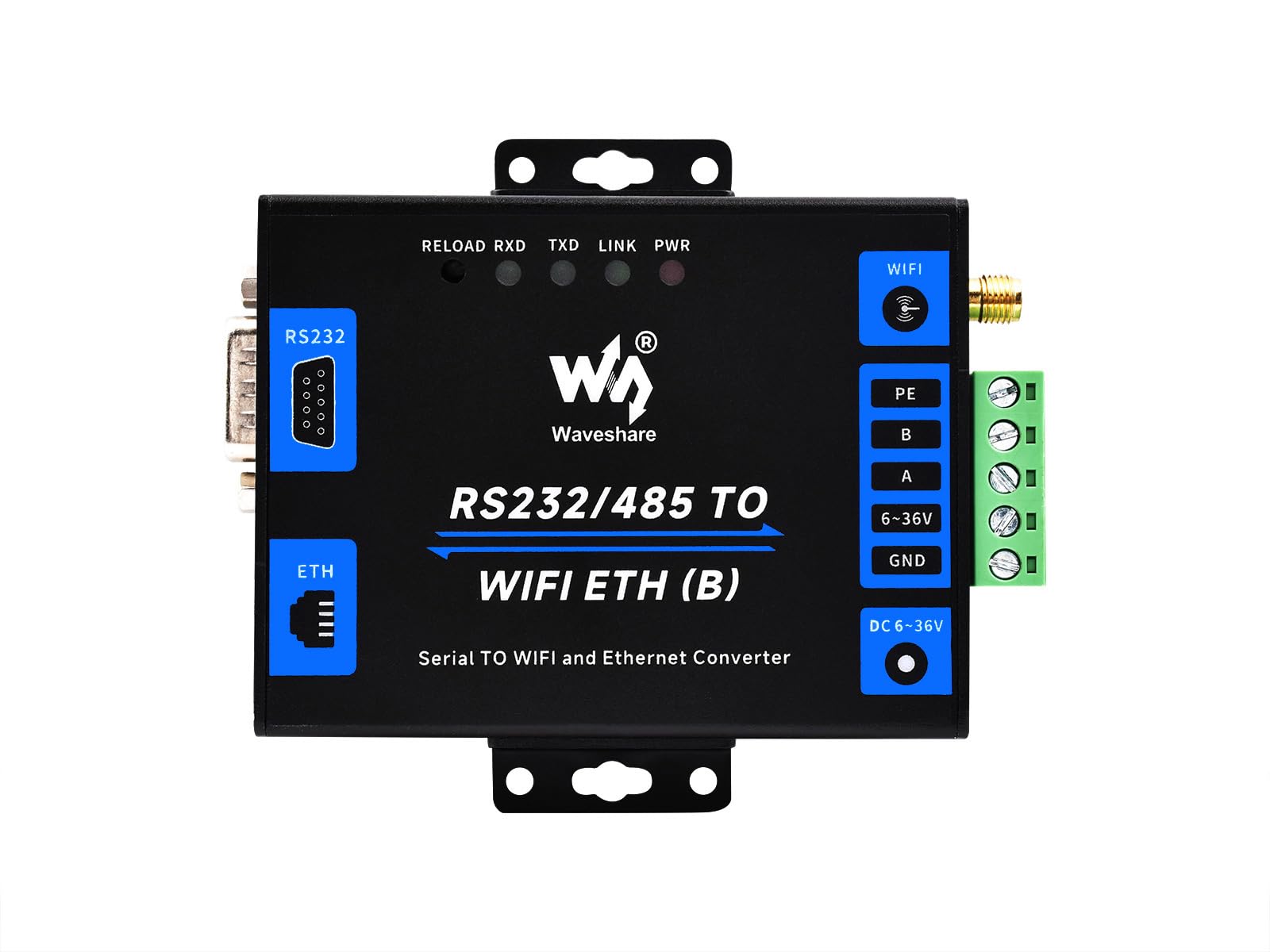 Waveshare Server Seriale Industriale RS232/485 a WiFi/Ethernet