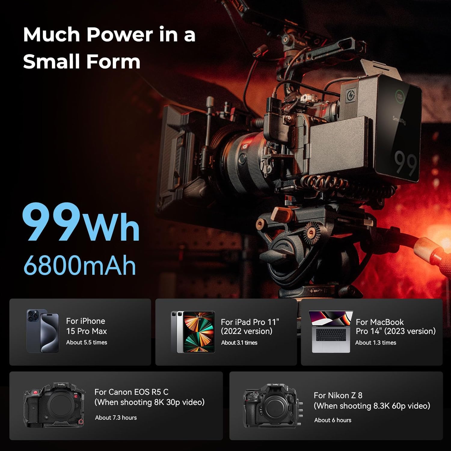 Smallrig V Mount Battery VB99 Pro - 99Wh 6800mAh - immagine 7