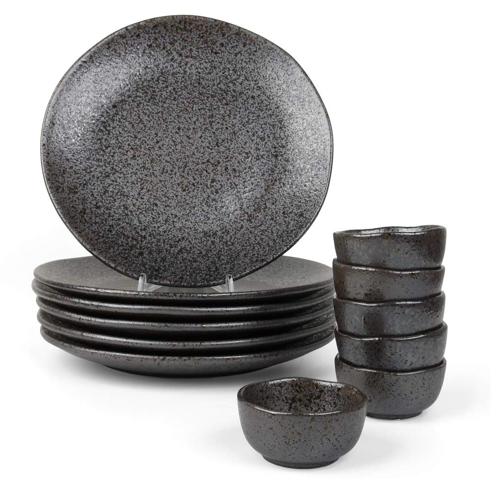 Holst Porzellan RT 010 - Set 12 Piatti per Hamburger e Salse, Nero