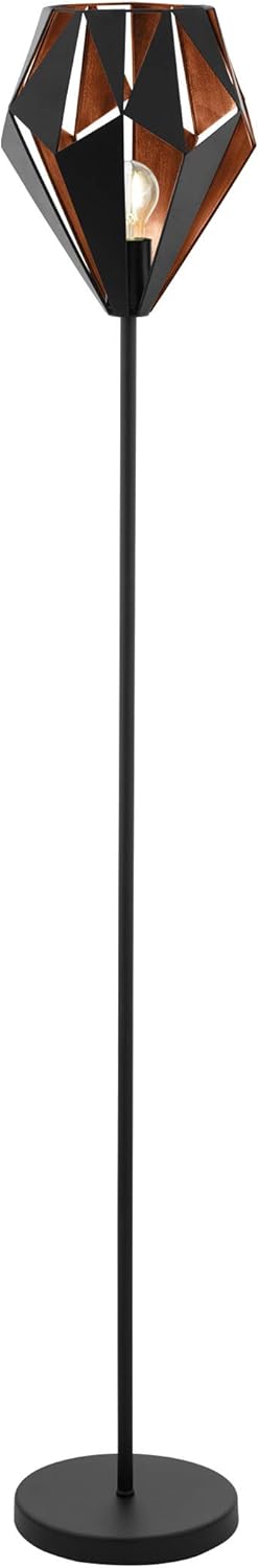 EGLO Lampada da Terra Carlton 1 Vintage, Nero Rame