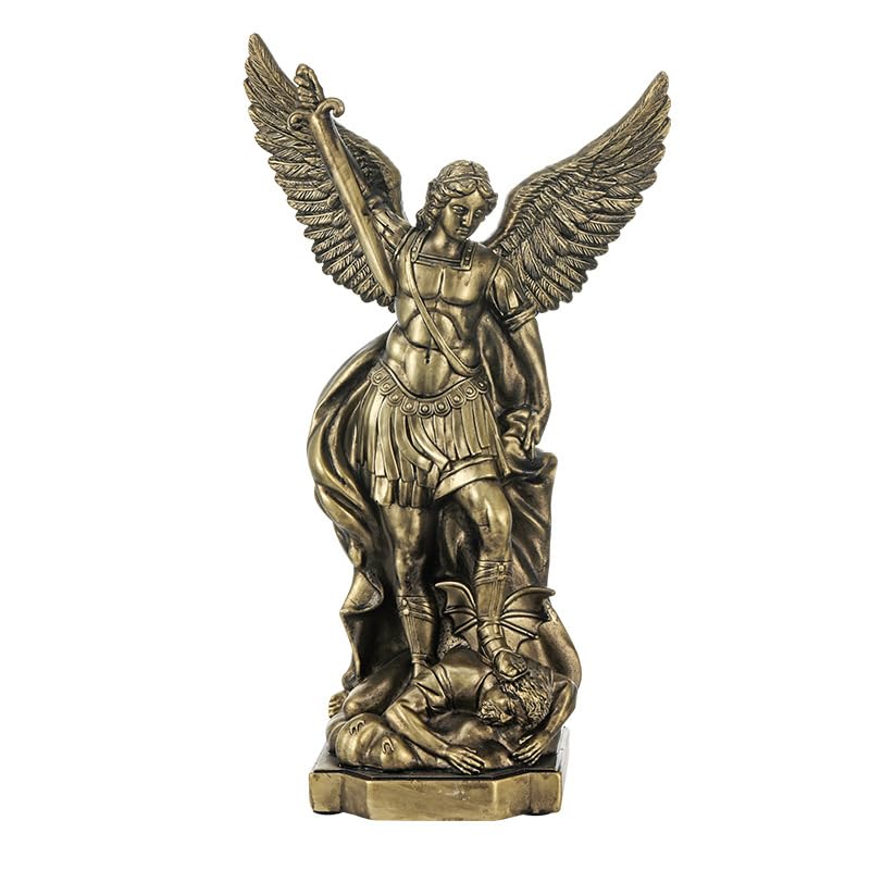 Statua San Michele Arcangelo 30cm Resina Bronzata