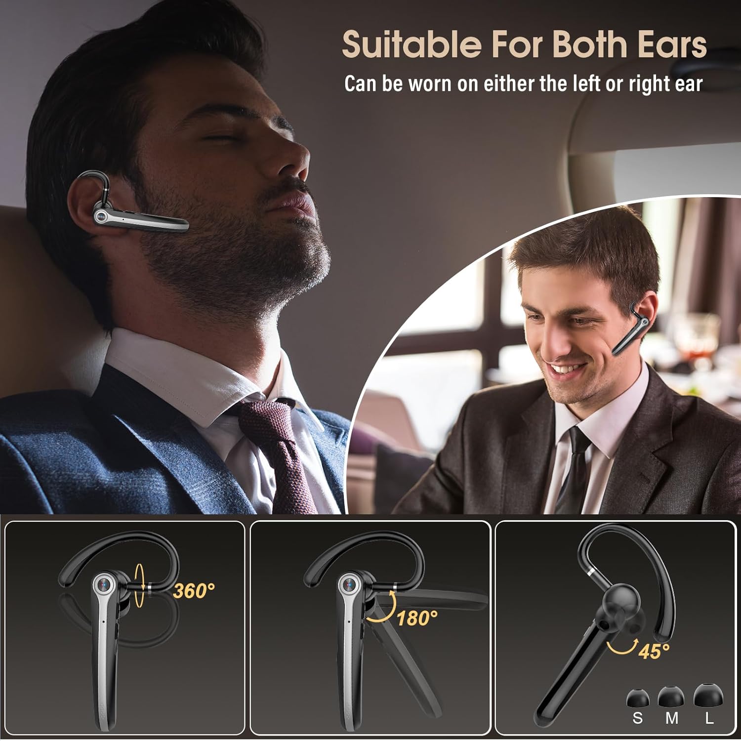 Auricolare Bluetooth Singolo V5.4 Nero - immagine 5