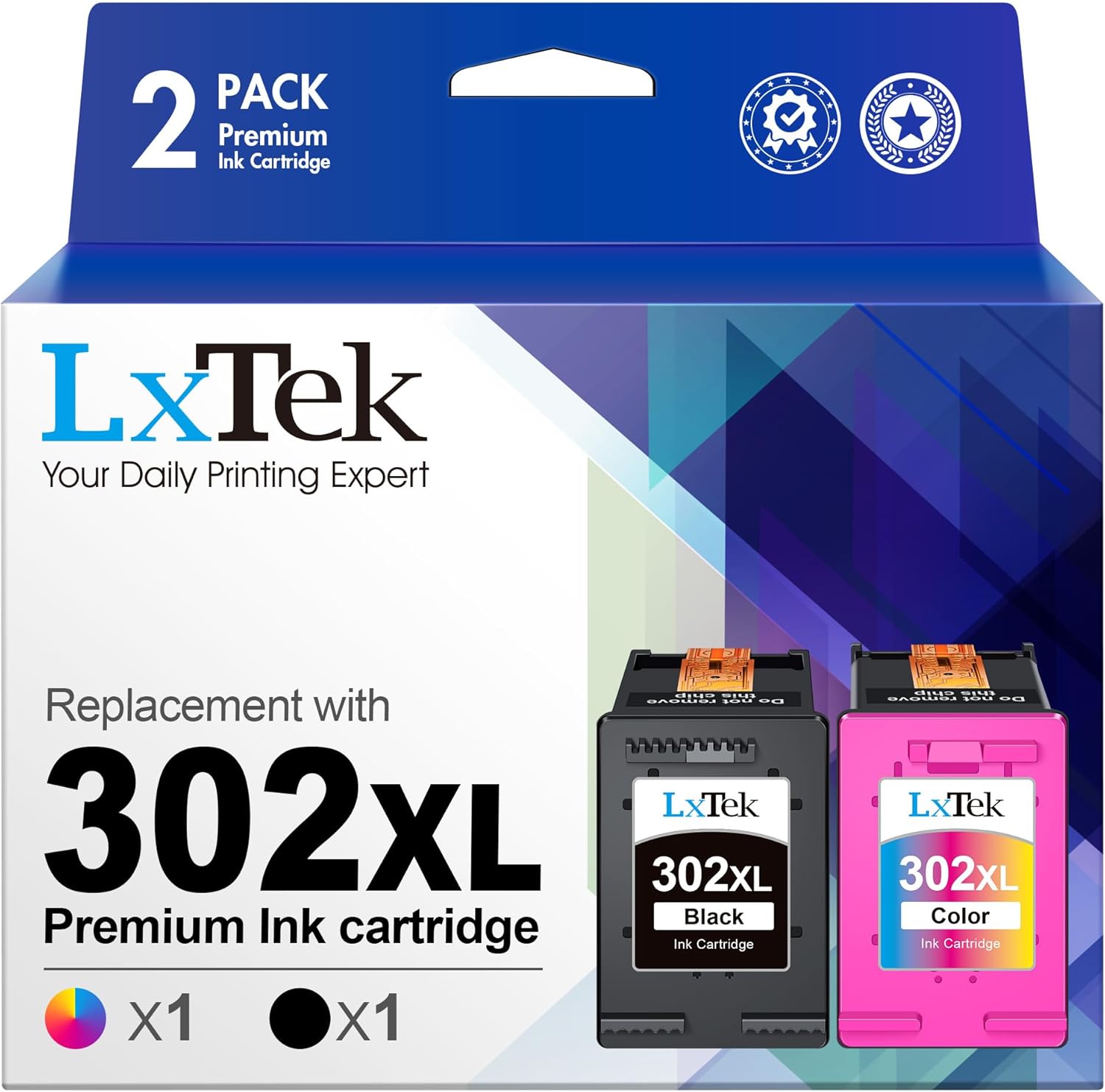 Lxtek 302 XL Cartucce Rigenerate (Nero Tricromia, 2-Pack) - immagine 1
