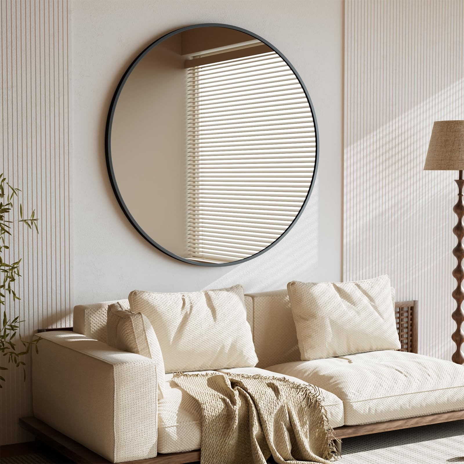 Beautypeak Specchio Rotondo 106 cm con Cornice Alluminio