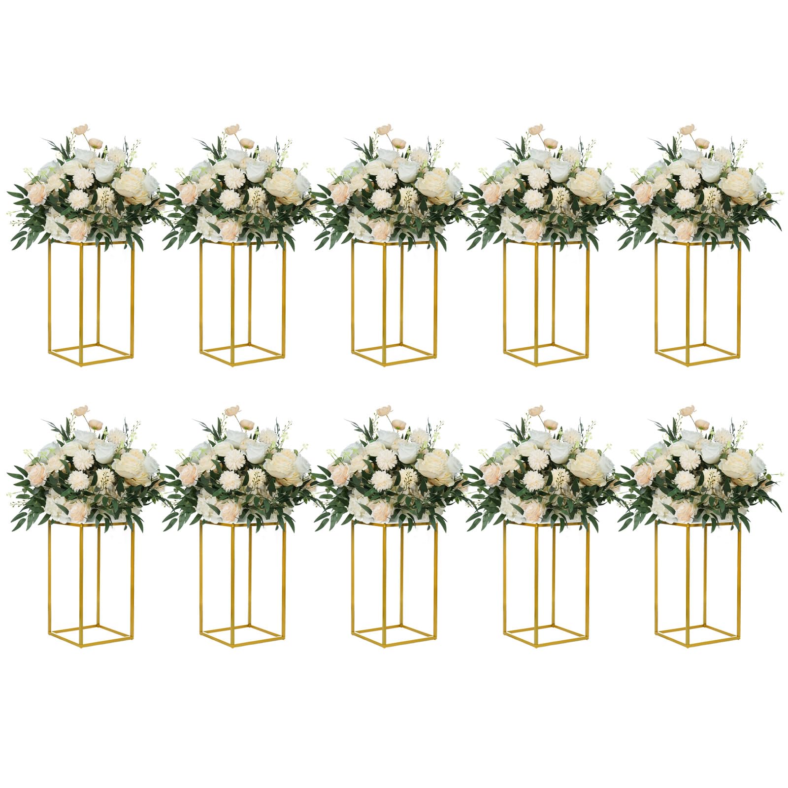 Yallove 10 Supporti Fiori Metallo Oro 40cm Rettangolari