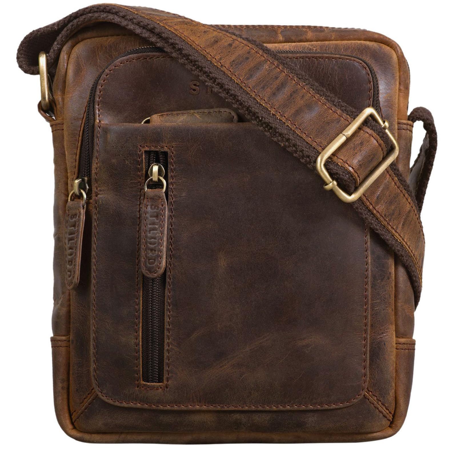 STILORD 'Jamie' Borsa Uomo in Pelle Vintage