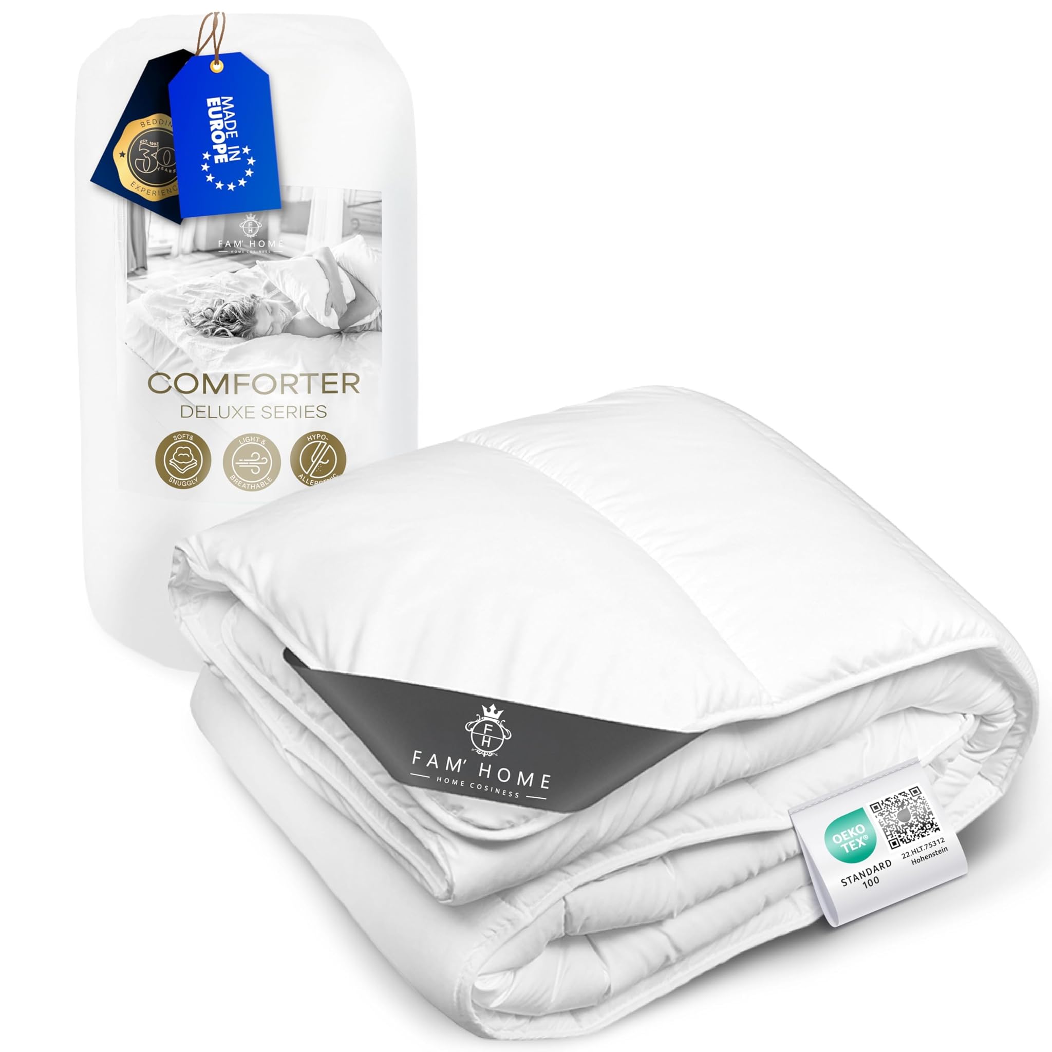 FAM Home Piumino 200x220 cm Microfibra, Bianco